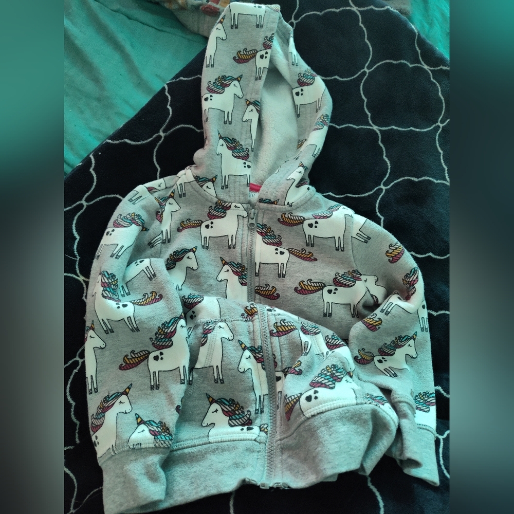 Okie Dokie Gray Hoodie with Unicorn Print